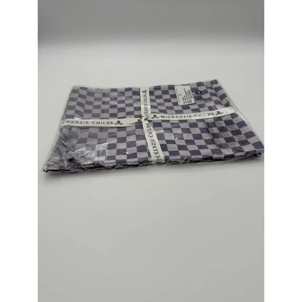 MacKenzie-Childs Plum Check Placemats Set of 4 Purple Cotton 13x18.5 NEW
